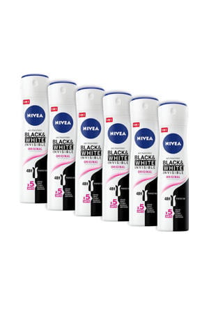 Invisible Black & White Clear deodorant spray - 6 x 150 ml - voordeelverpakking