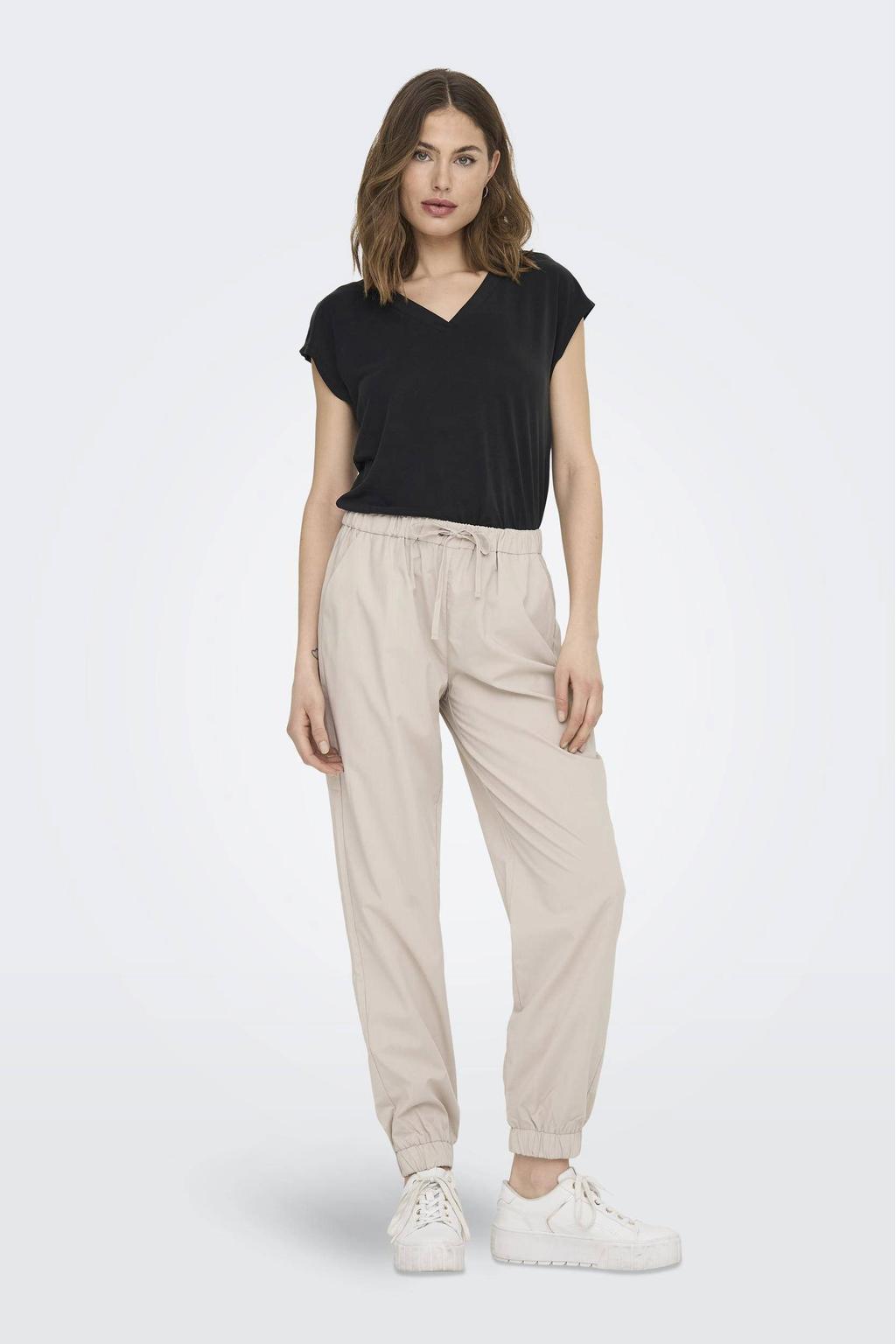ONLY top met V-hals ONLFREE zwart
