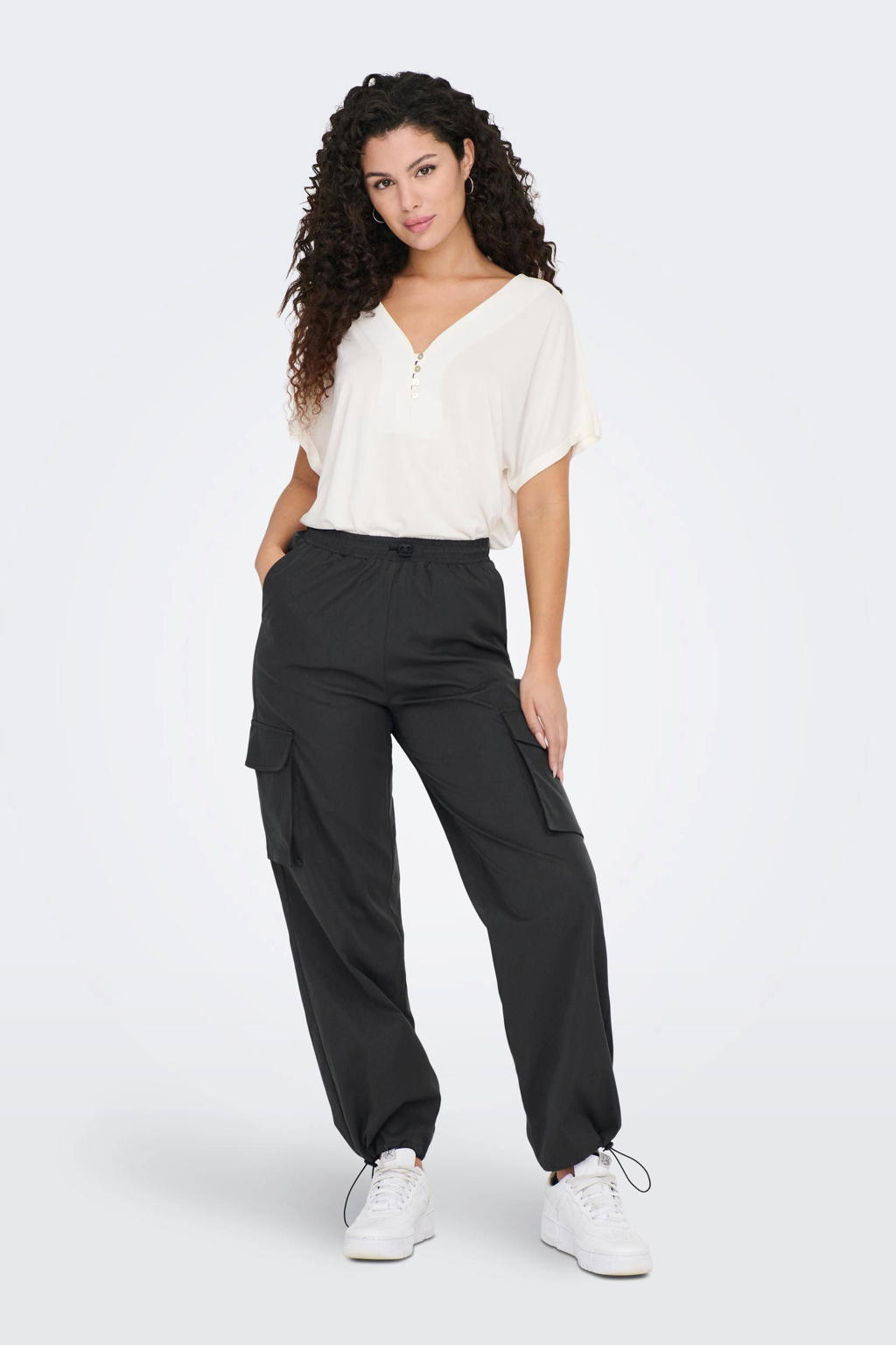 Pioneer Camp Cargobroek voor dames, lange wandelbroek voor vrouwen, duurzame cargobroek, verstelbare tailleband, outdoor joggingbroek met 6 zakken, grijs, S