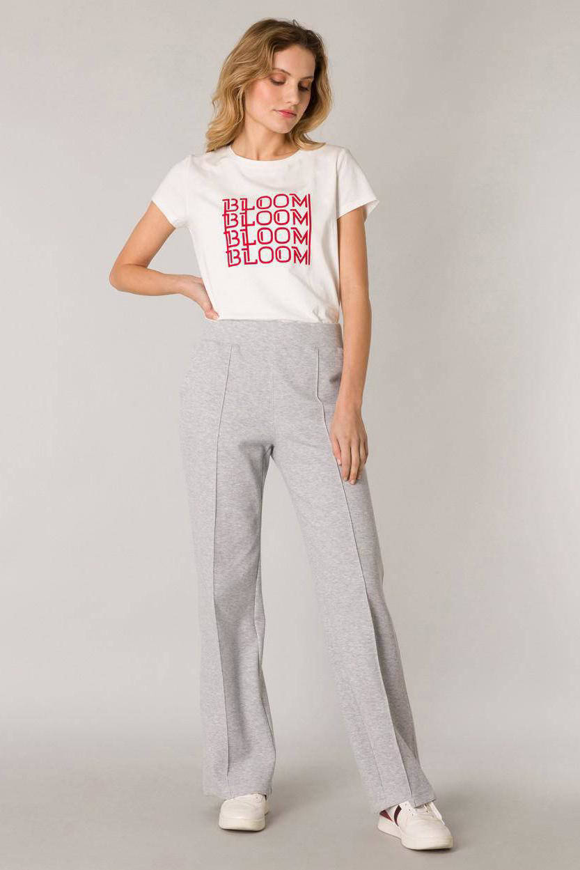 Yest straight fit broek jersey lichtgrijs | wehkamp