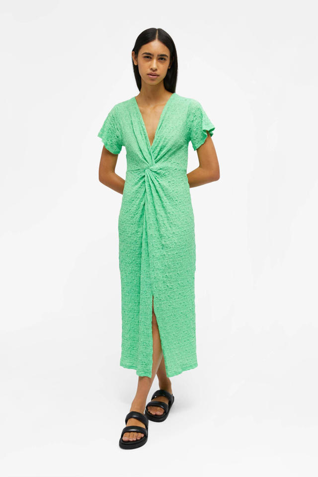 Panda papier Verheugen OBJECT jurk OBJCINDIE met textuur groen | wehkamp