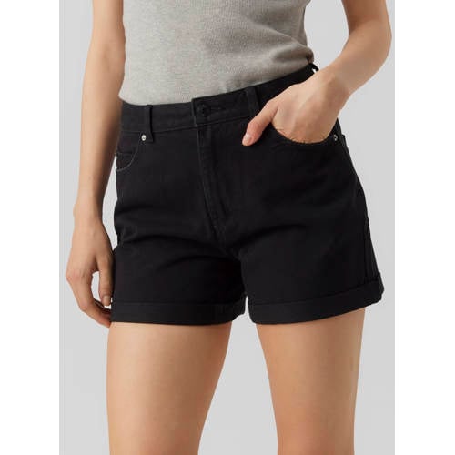 VERO MODA high waist loose fit denim short VMZURI black denim afbeelding