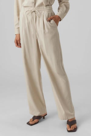 loose fit broek VMJESMILO met linnen beige