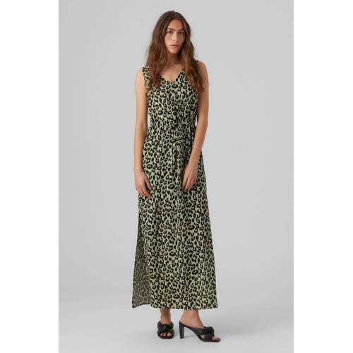 VERO MODA jurk VMEASY met panterprint groen zwart bruin