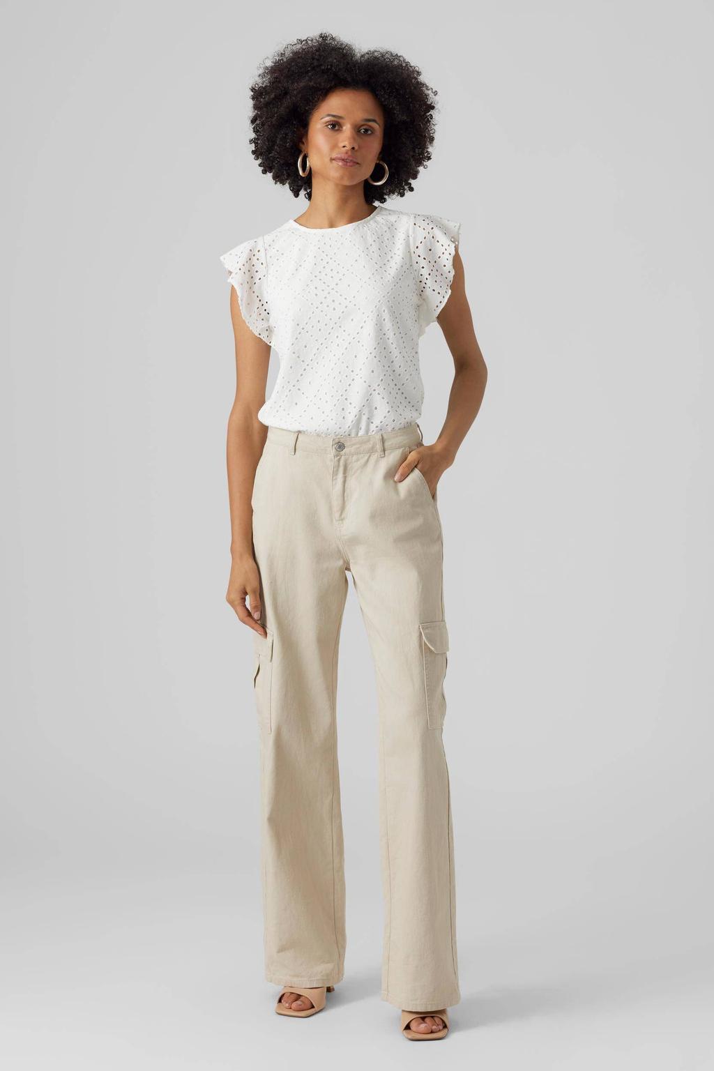 VERO MODA top VMTASSA met broderie wit