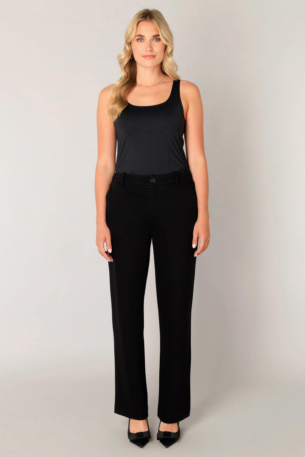 Base Level wide leg high waist broek zwart