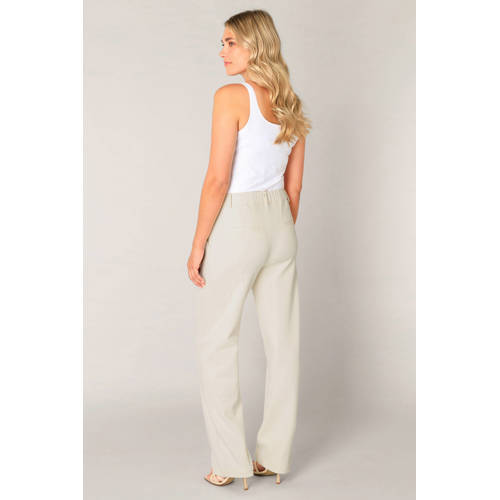 Base Level wide leg high waist broek beige afbeelding