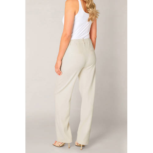 Base Level wide leg high waist broek beige afbeelding