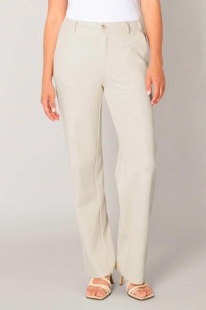 wide leg high waist broek beige