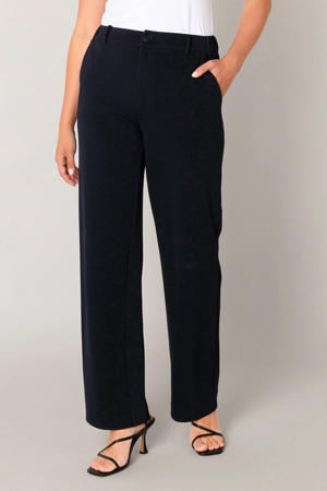 wide leg high waist broek donkerblauw