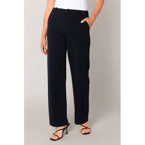 Base Level wide leg high waist broek donkerblauw afbeelding
