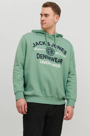 hoodie JJELOGO Plus Size met logo granite green