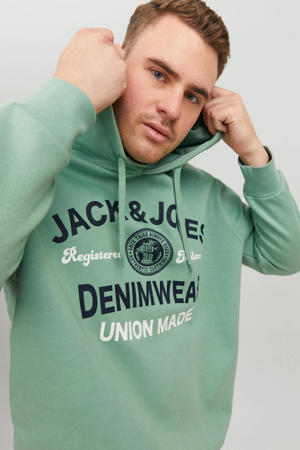hoodie JJELOGO Plus Size met logo granite green