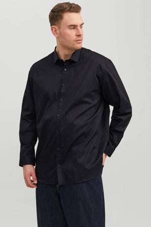 oversized overhemd JPRBLACARDIFF Plus Size met all over print zwart