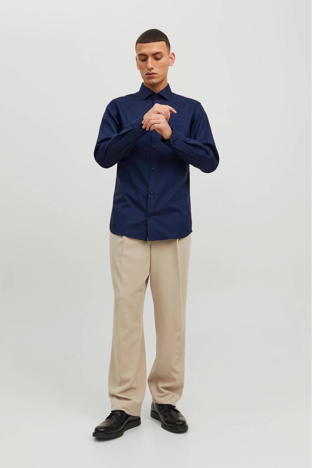 JACK & JONES ESSENTIALS slim fit overhemd JPRBLAPARKER dark navy