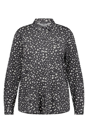 blouse met dierenprint zwart/wit