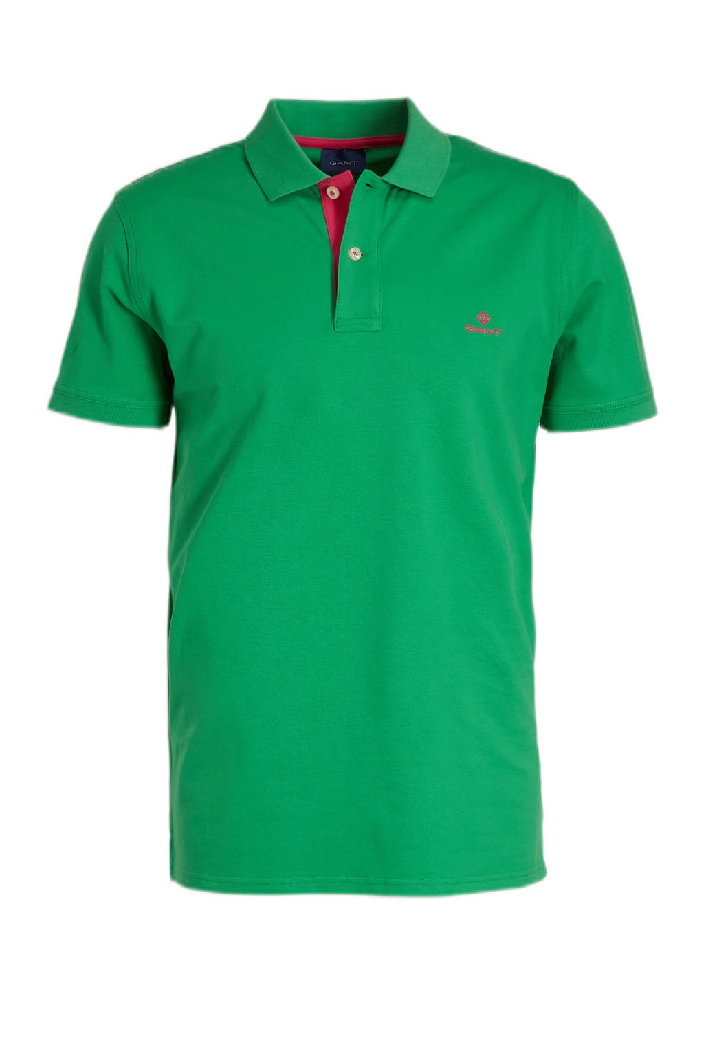 GANT polo met contrastbies mid green wehkamp