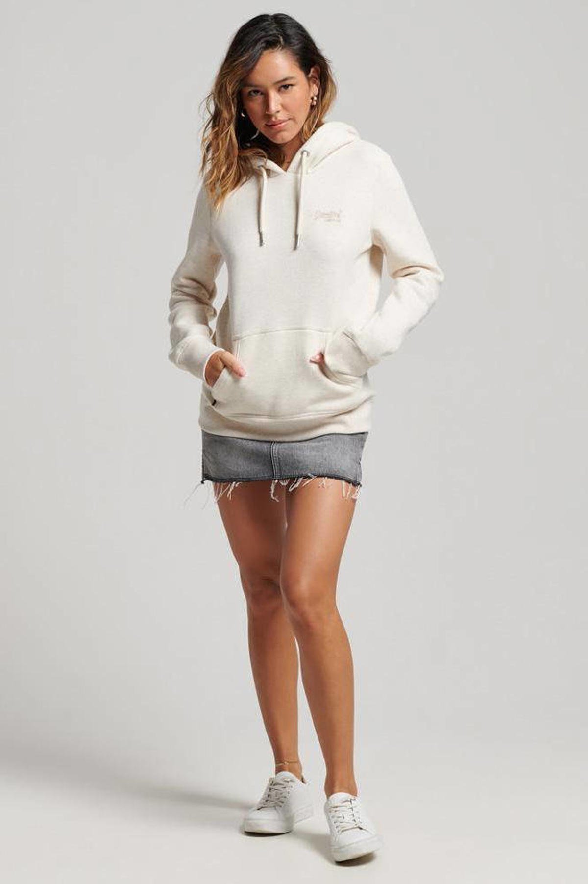 meisje Stoffig Storen Superdry hoodie met logo crème | wehkamp