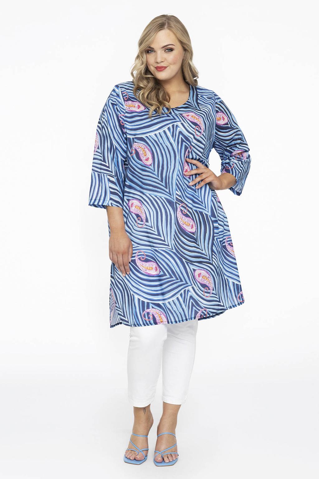YOEK tuniek met all over print blauw/roze
