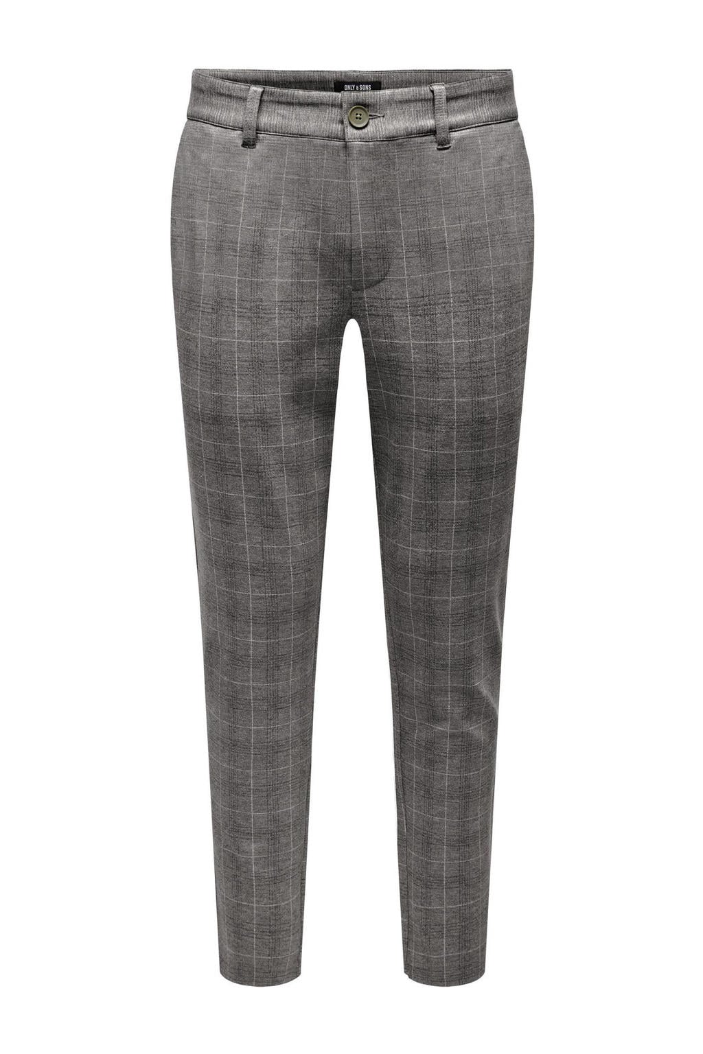 ONLY & SONS geruite slim fit broek ONSMARK chinchilla