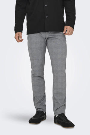 geruite slim fit pantalon ONSMARK limestone