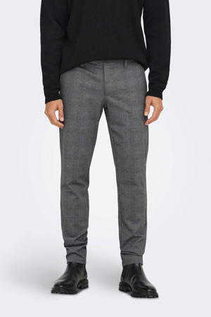 geruite slim fit pantalon ONSMARK limestone