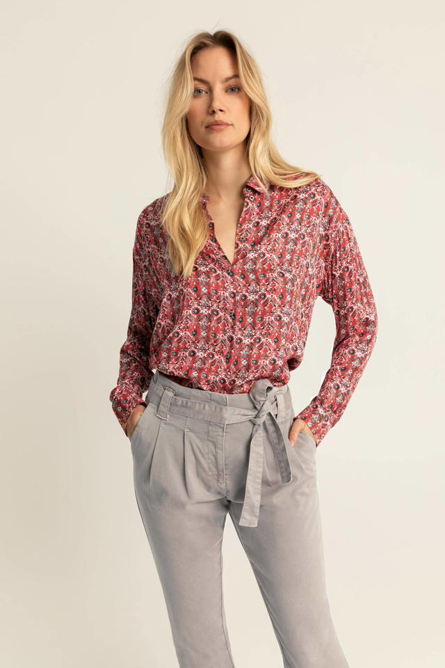 riem Mondwater vriendelijk Expresso blouse met all over print red | wehkamp