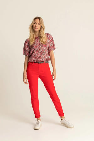 top Blouse short sleeve met all over print rood