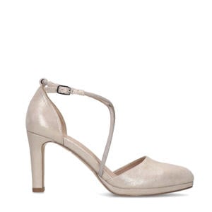 suède pumps met strass goud