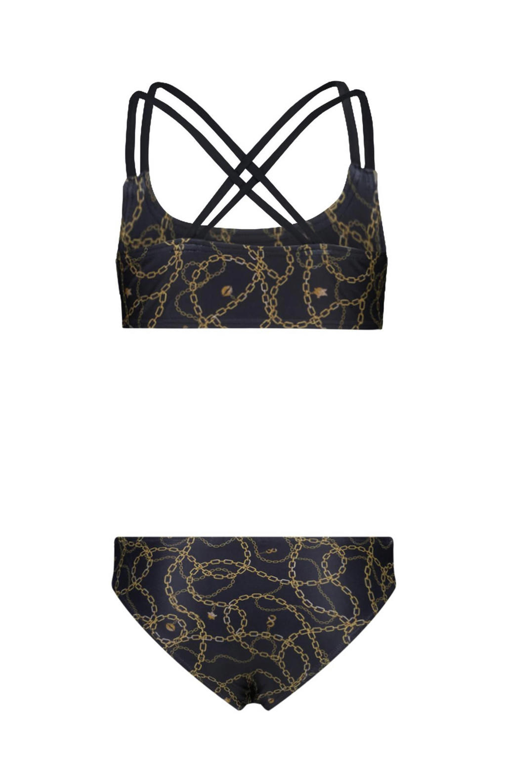 CoolCat Junior crop bikini Yosi zwart/goud wehkamp