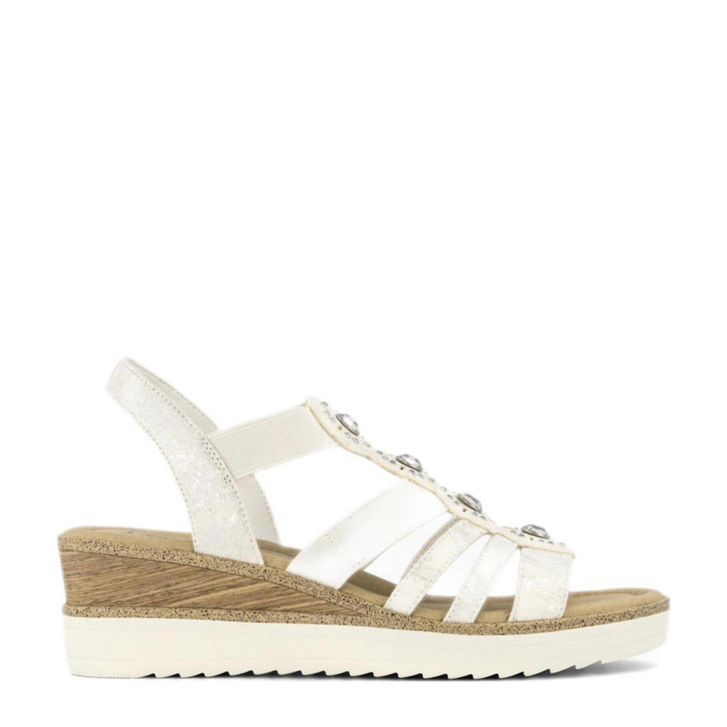 Witte dames Easy Street sandalen van imitatieleer met gesp