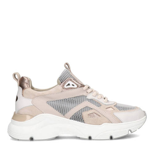 Manfield chunky leren sneakers beige afbeelding
