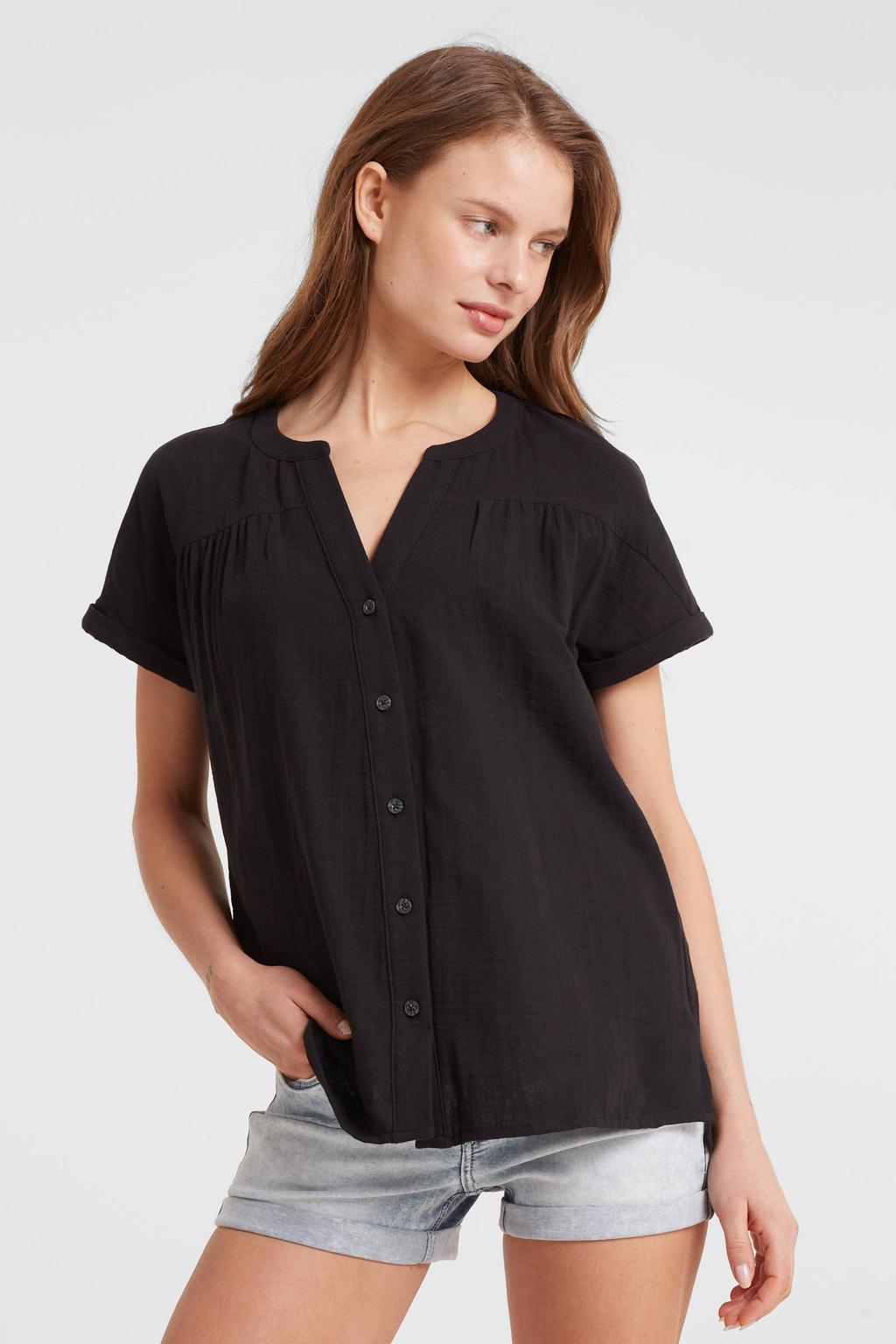 Anytime dubbeldoek blouse zwart