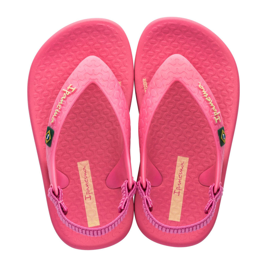 Roze meisjes Ipanema Anatomic Soft Baby teenslippers met hielbandje van gerecycled materiaal 