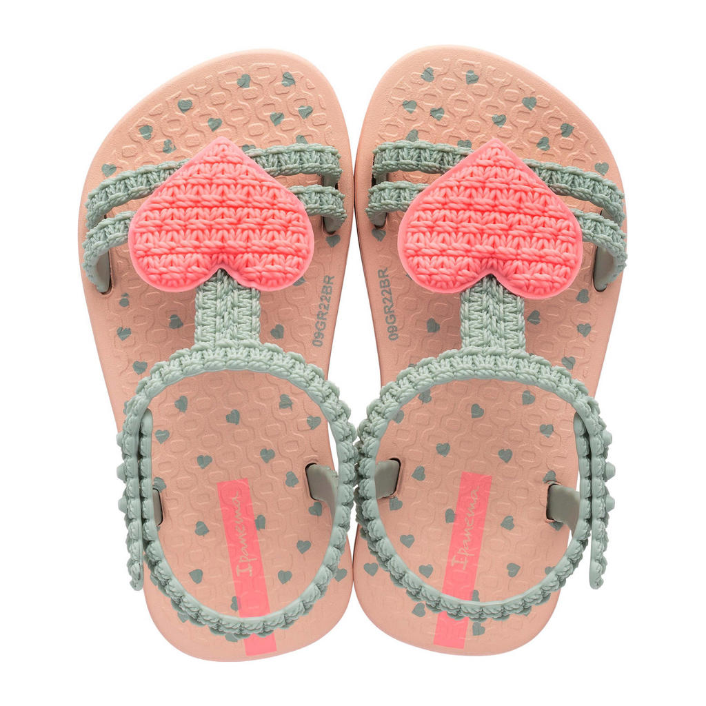 Mintgroene meisjes Ipanema My First Ipanema sandalen van rubber met drukknoop