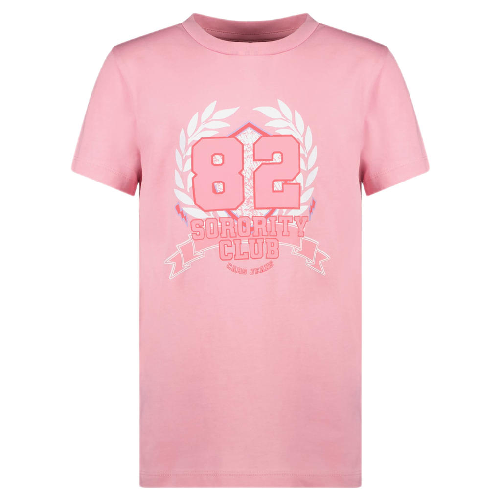 Roze meisjes Cars T-shirt van katoen met printopdruk, korte mouwen en ronde hals