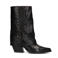 Sacha leren cowboylaarzen met flap en studs zwart