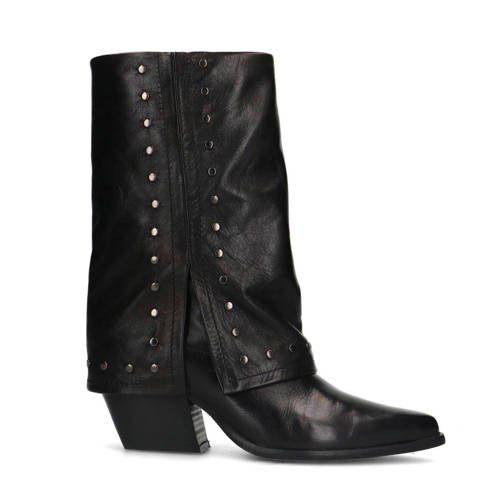 Sacha leren cowboylaarzen met flap en studs zwart afbeelding