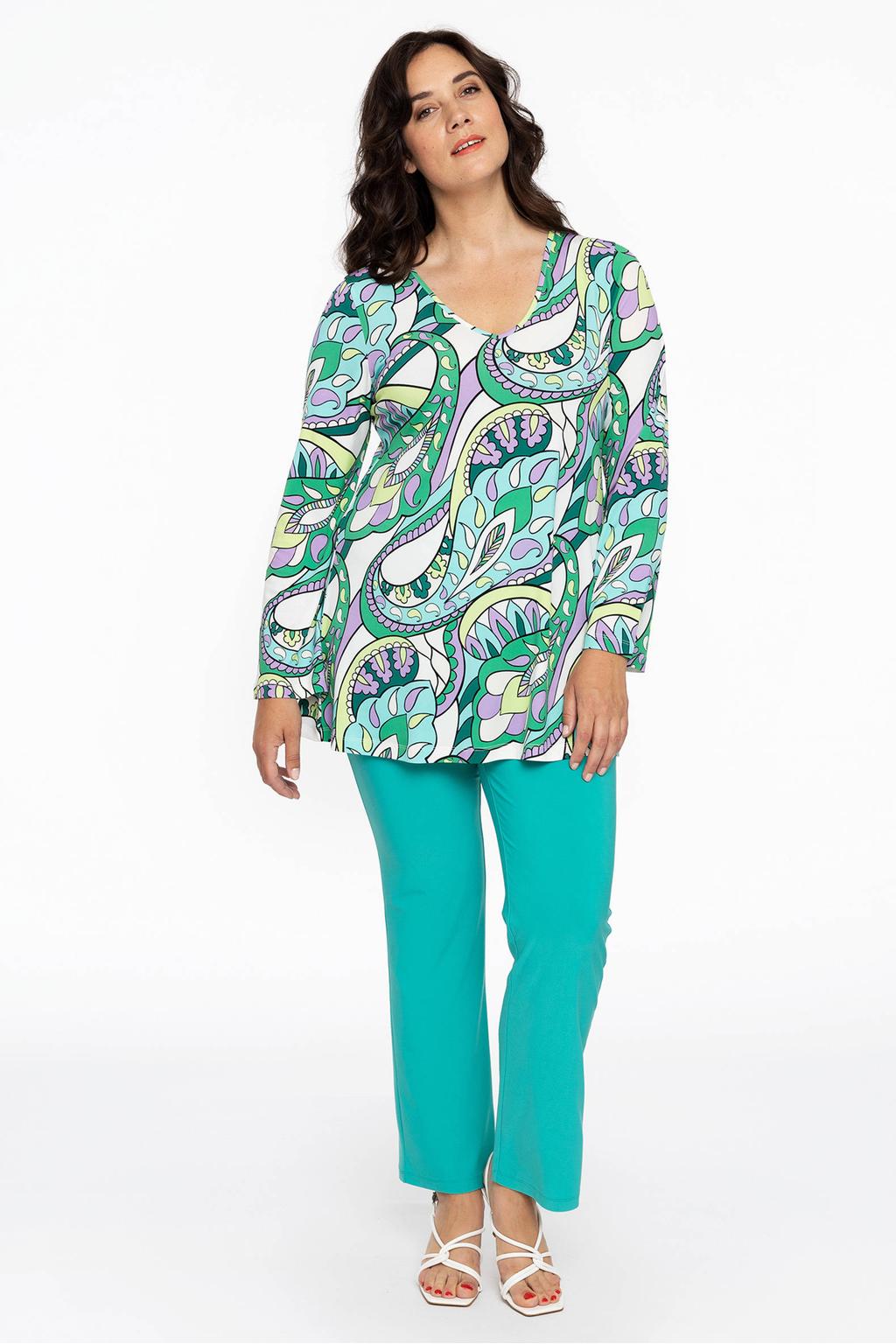 YOEK top van travelstof met all over print multi