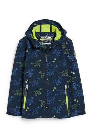 softshell jas zomer met all over print donkerblauw