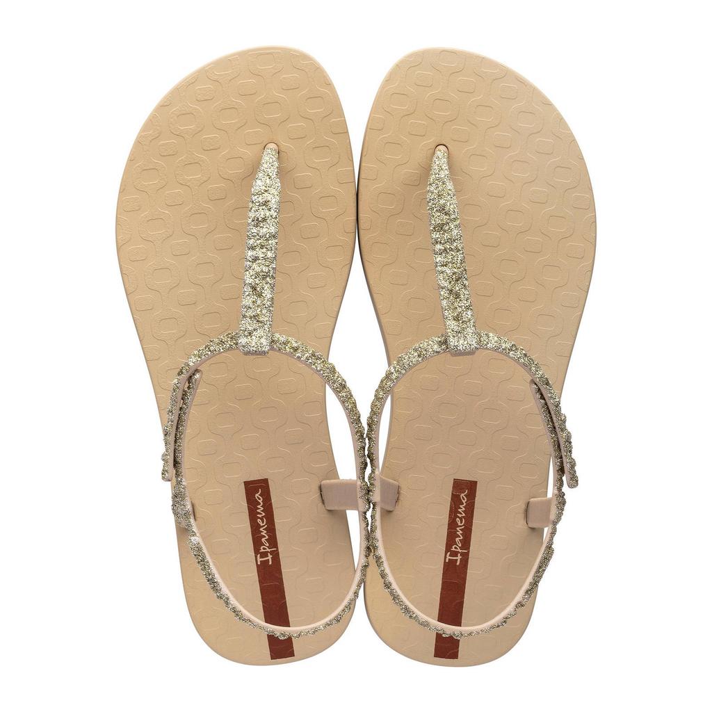 Beige dames Ipanema glitter sandalen van rubber met drukknoop