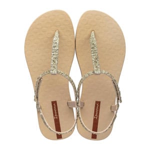 glitter sandalen beige