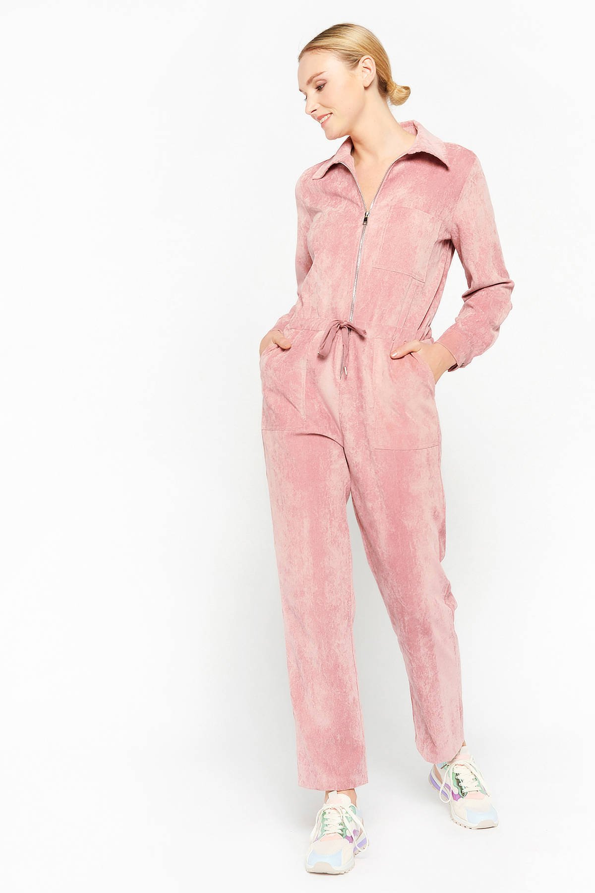 roze corduroy jumpsuit