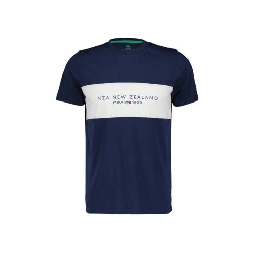 New Zealand Auckland regular fit T-shirt Tutaepatu met logo key navy