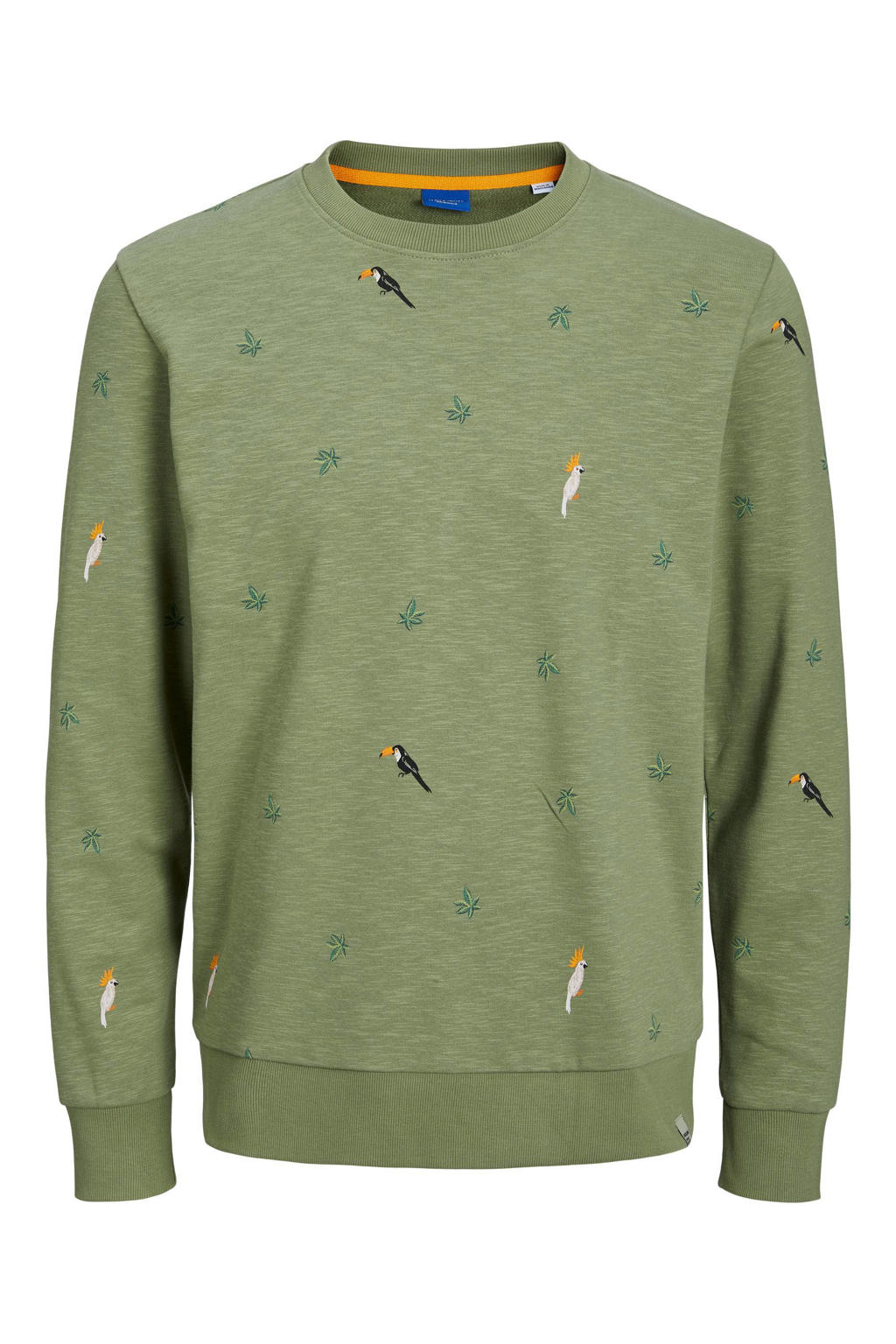 JACK & JONES ORIGINALS sweater met all over print oil green