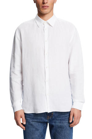 linnen regular fit overhemd wit