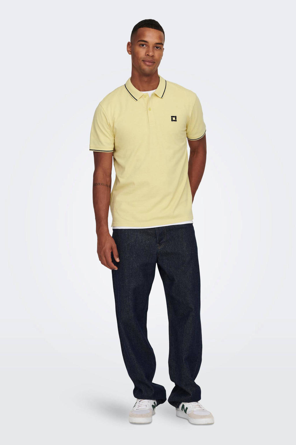 ONLY & SONS slim fit polo ONSFLETCHER met logo mellow yellow