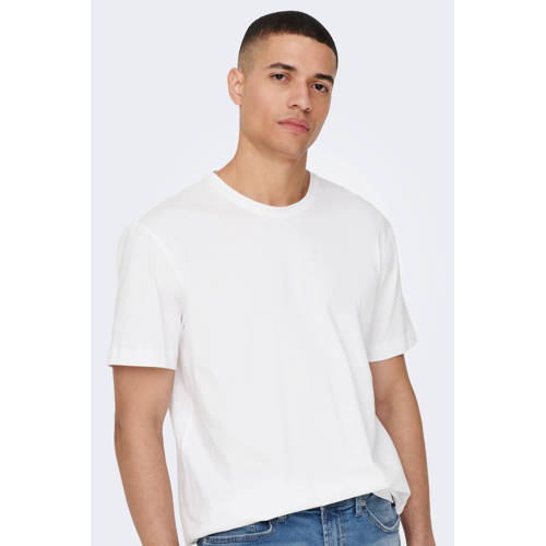ONLY & SONS regular fit T-shirt ONSMAX van katoen wit afbeelding