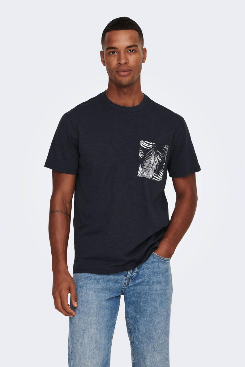 ONLY & SONS regular fit Tshirt ONSPERRY met printopdruk donkerblauw wehkamp