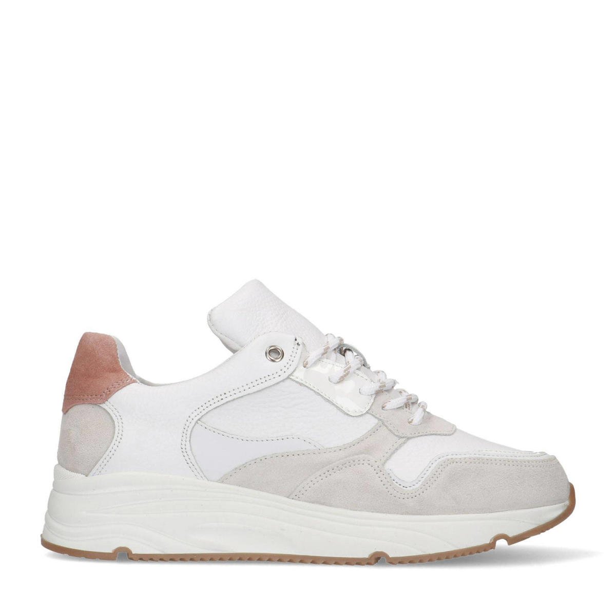 Manfield Sneaker Zilver Dames Suede Sneakers Manfield Sneakers Wit